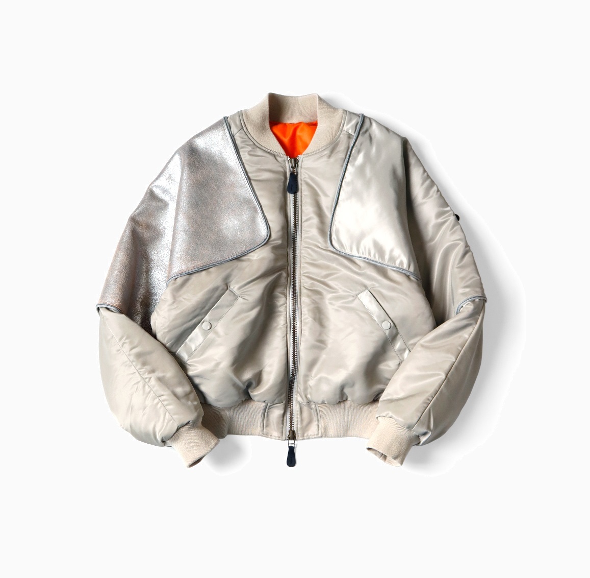 KAPITAL MA-1 NYLON x CRACKED LEATHER SIAMESE BOMBER JACKET - PRE ORDER ITEM (預訂中)
