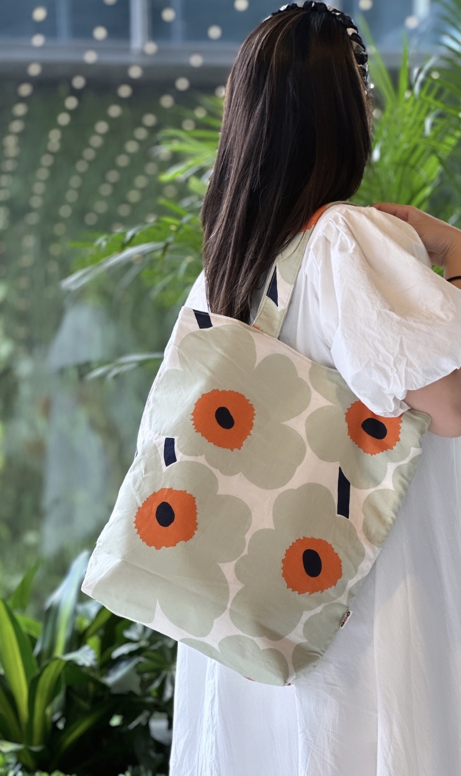 2 way shoulder tote| marimekko cotton fabric | 牛油果🥑unikko
