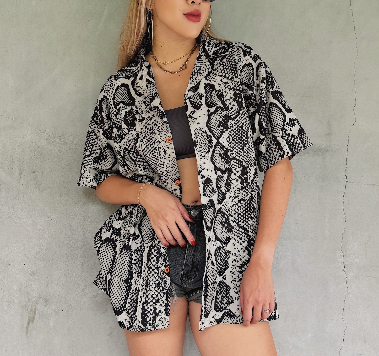 硬派個性蛇紋襯衫