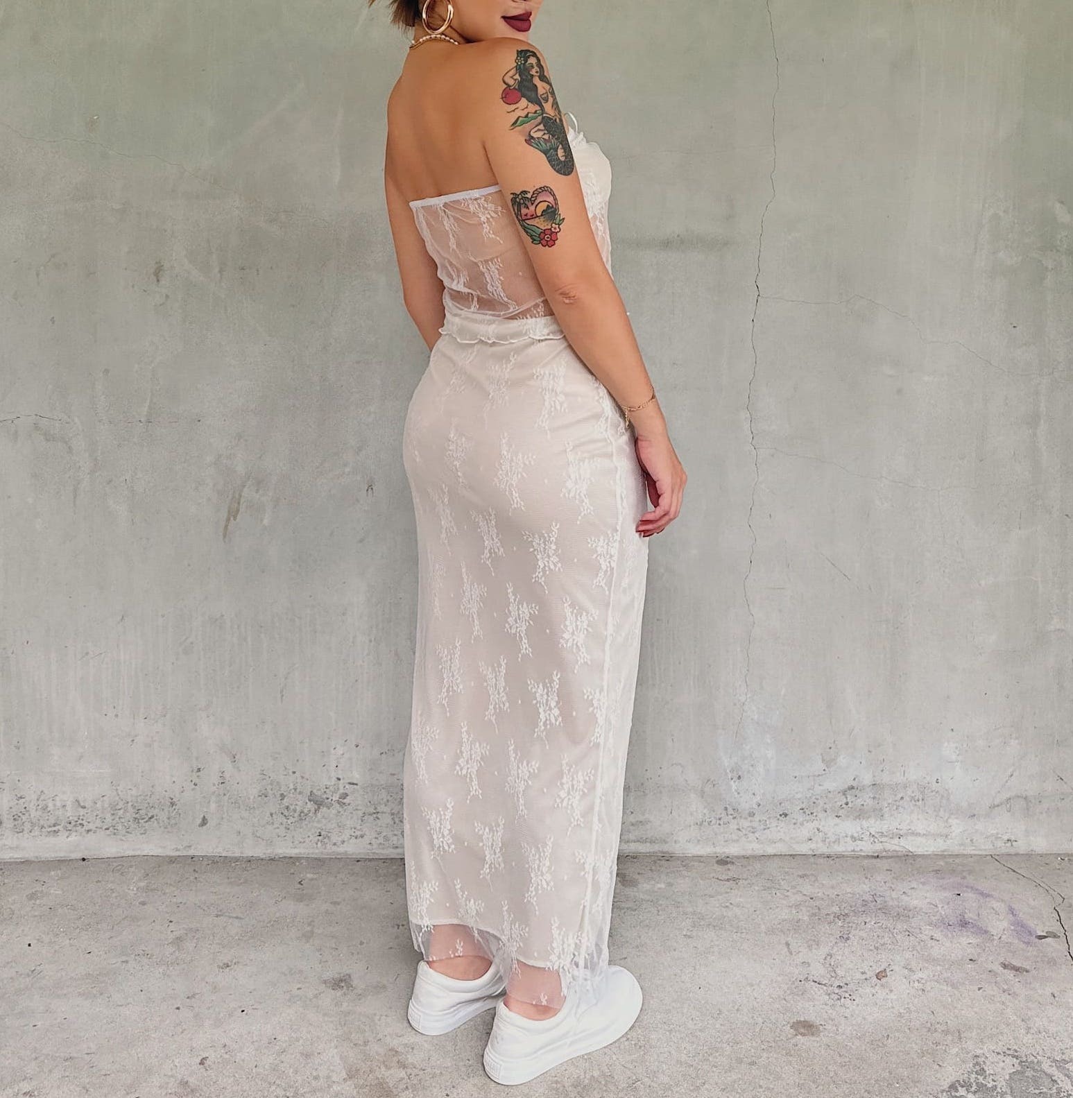 法式蕾絲透視套裝