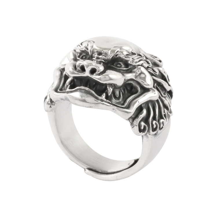新品-純銀戒指，男士戒指 復古饕餮唐獅；東方美學綻放出雋永的光芒與魅力（3798）