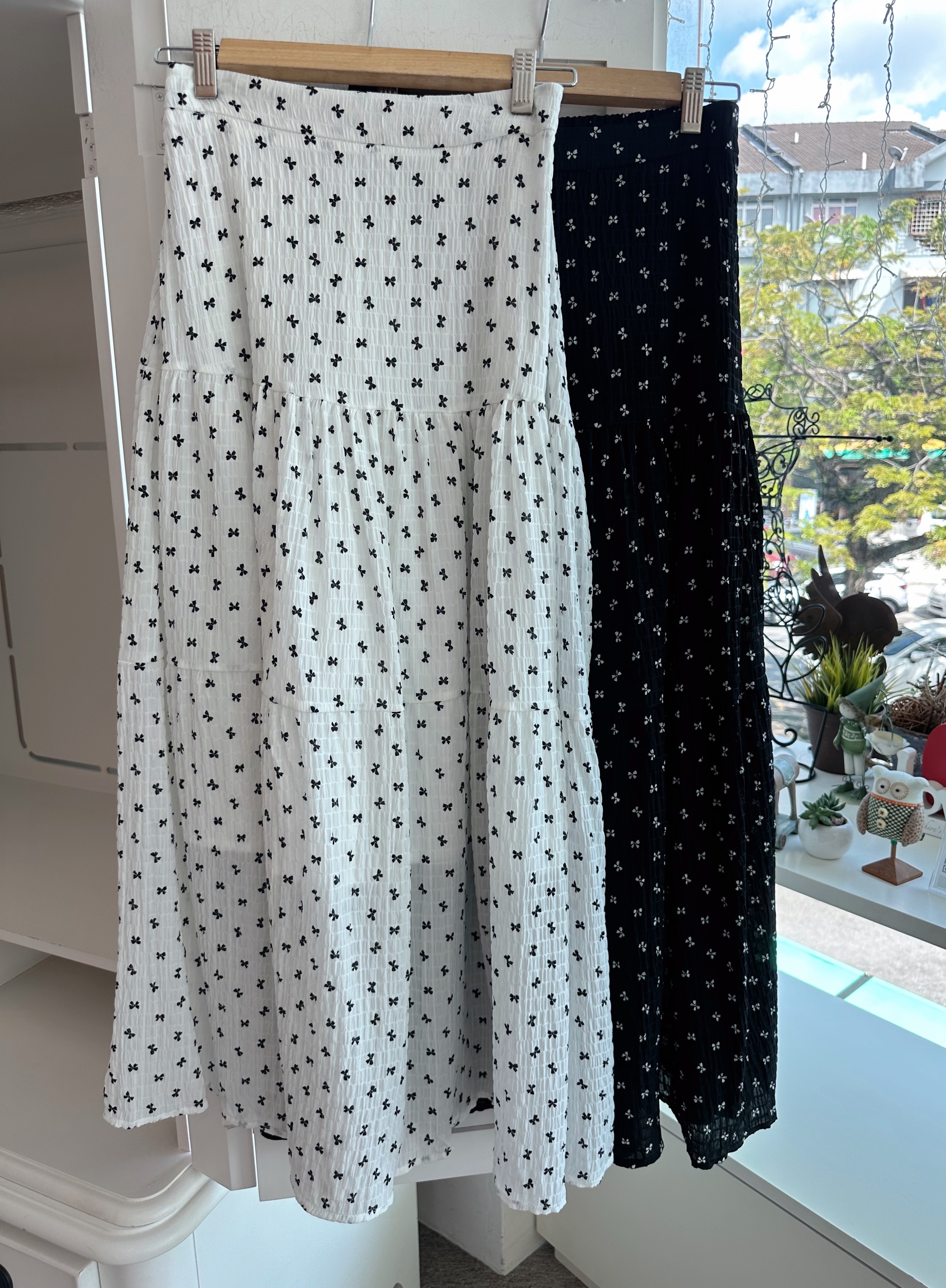 RIBBON BOW HIGH WAIST LONG SKIRT