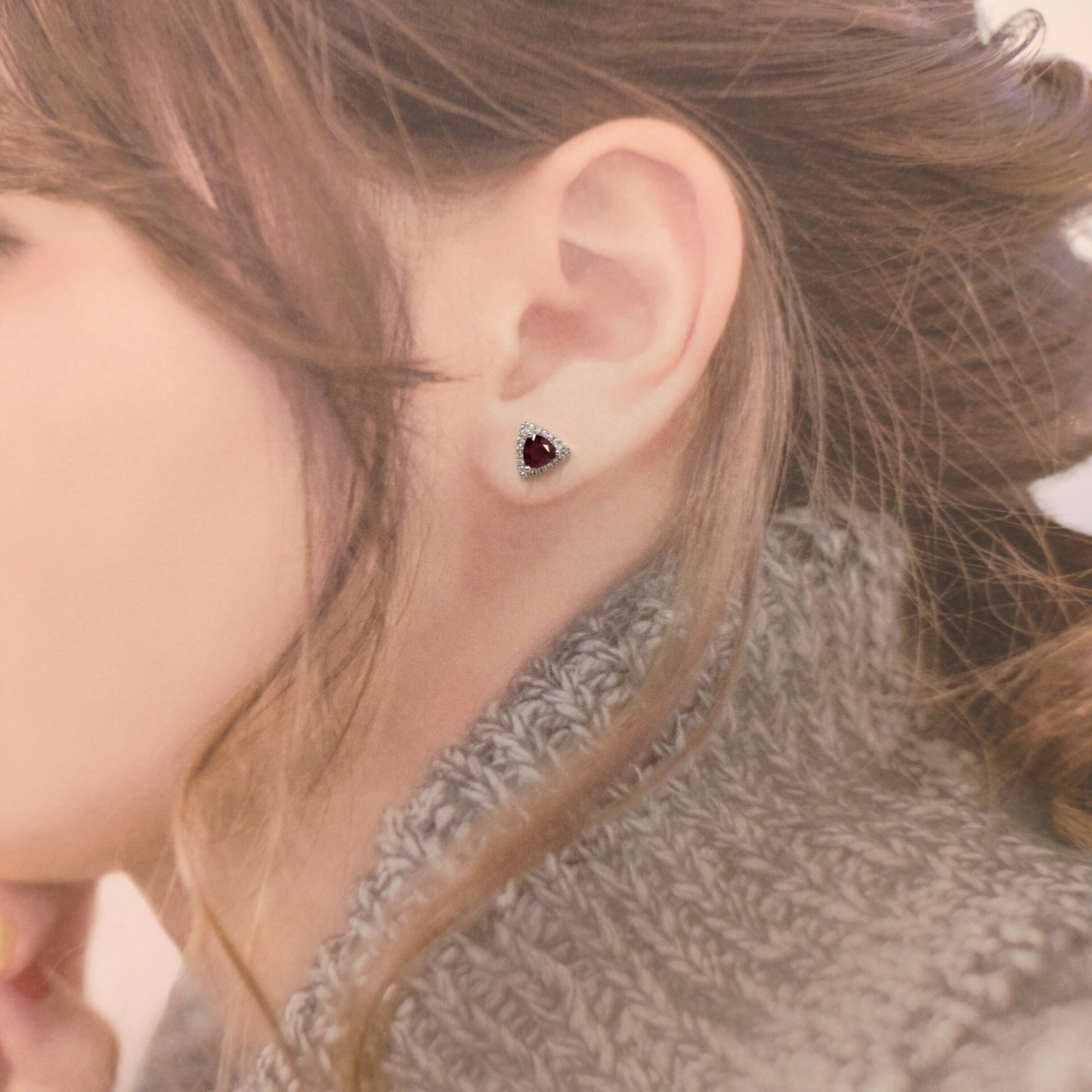 18K White Gold 0.50ct Triangle Cut Diamond Earrings