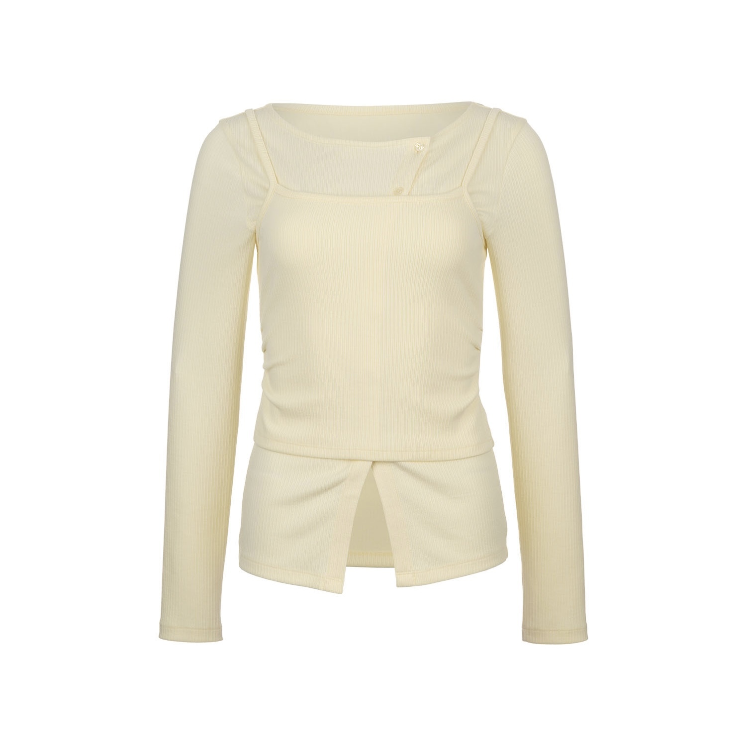 [GENERAL IDEA] SLEEVELESS LAYERED JERSEY CARDIGAN