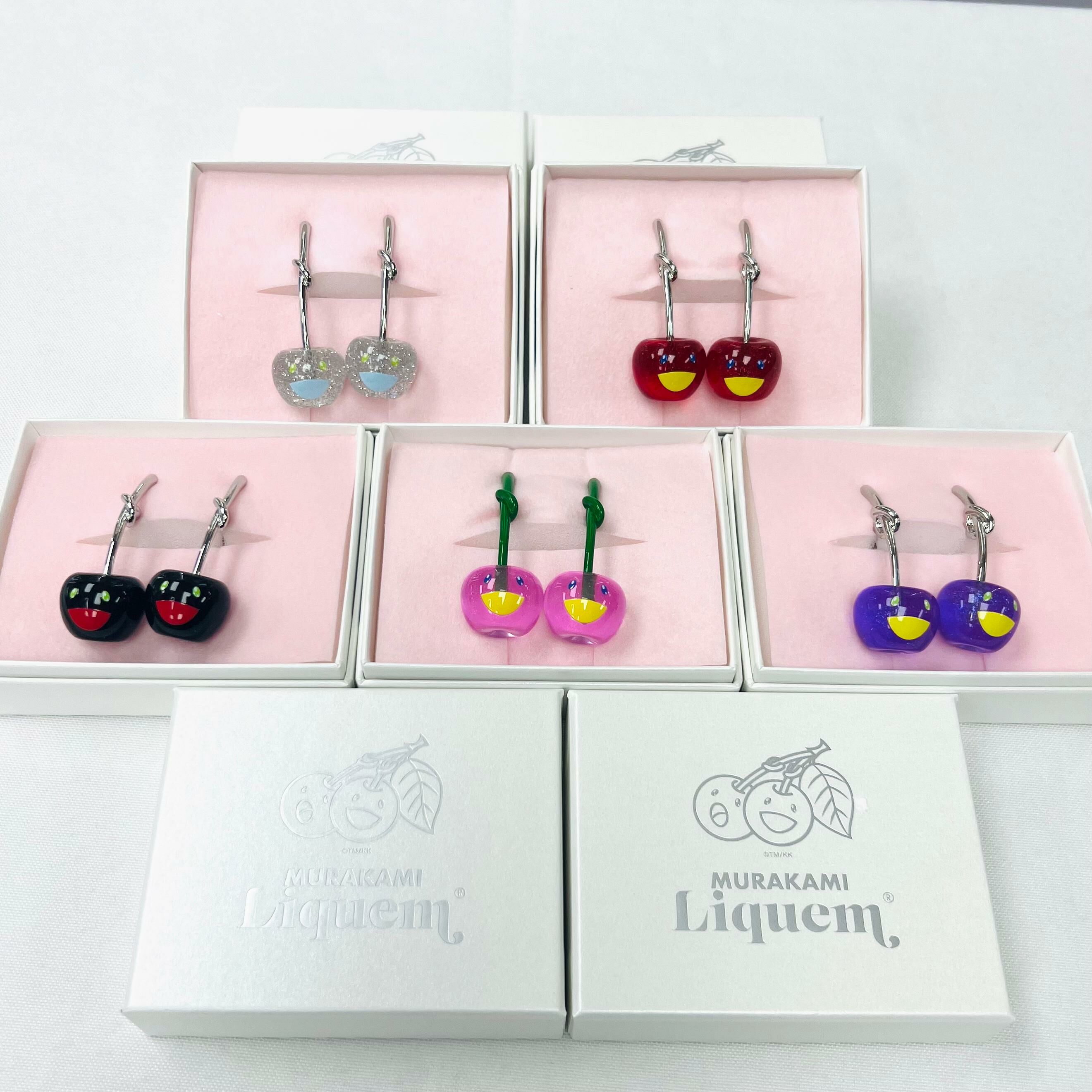 Murakami x Liquem Cherry Earrings (Baby Pink/Black/Purple/Red/Silver)