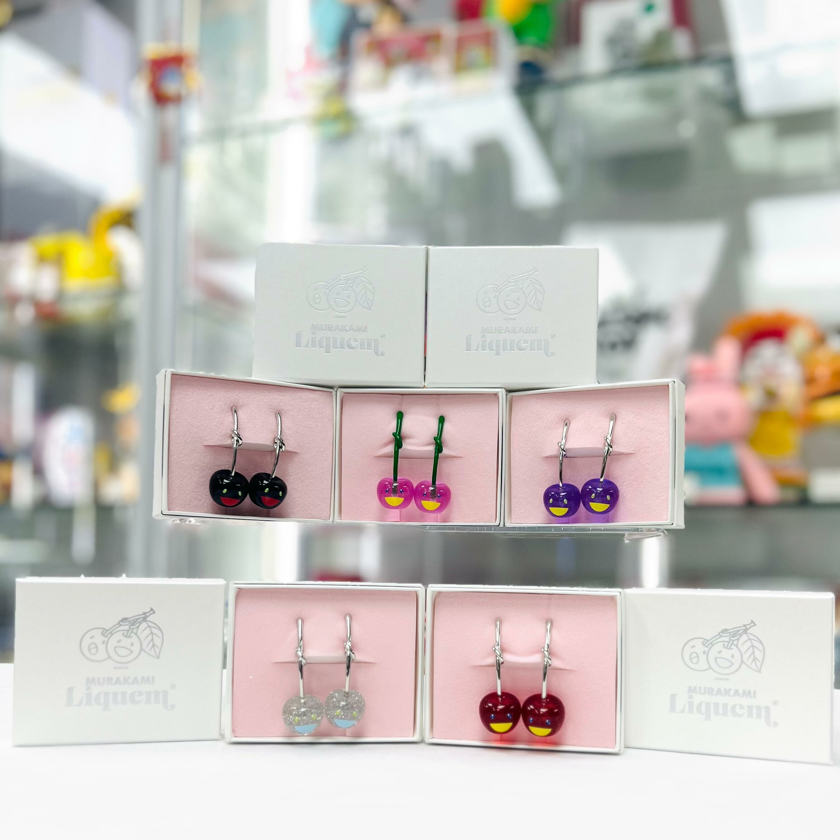 Murakami x Liquem Cherry Earrings (Baby Pink/Black/Purple/Red/Silver)