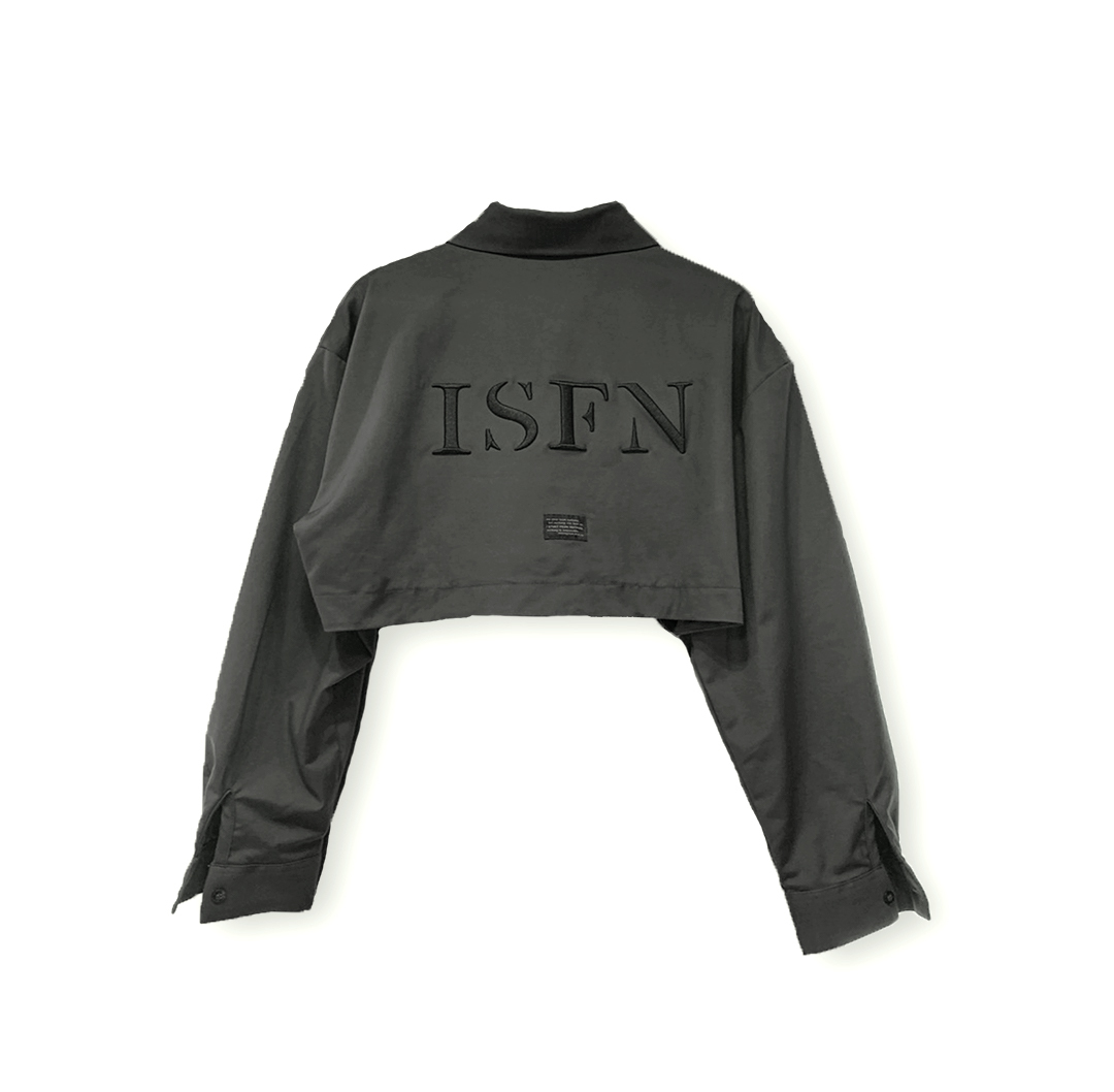 ISFN | Stitched Logo Long Sleeve Blouse 短版 襯衫| M-L