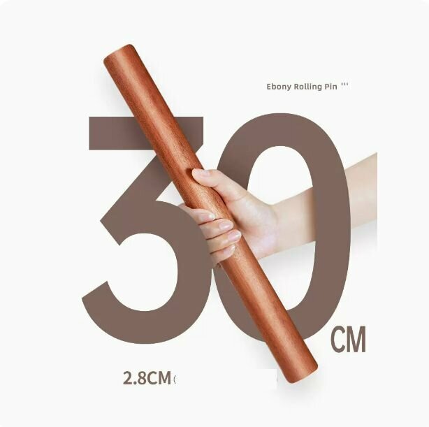 Hot ebony solid wood dumpling wrapper rolling pin (flat head 30cm)