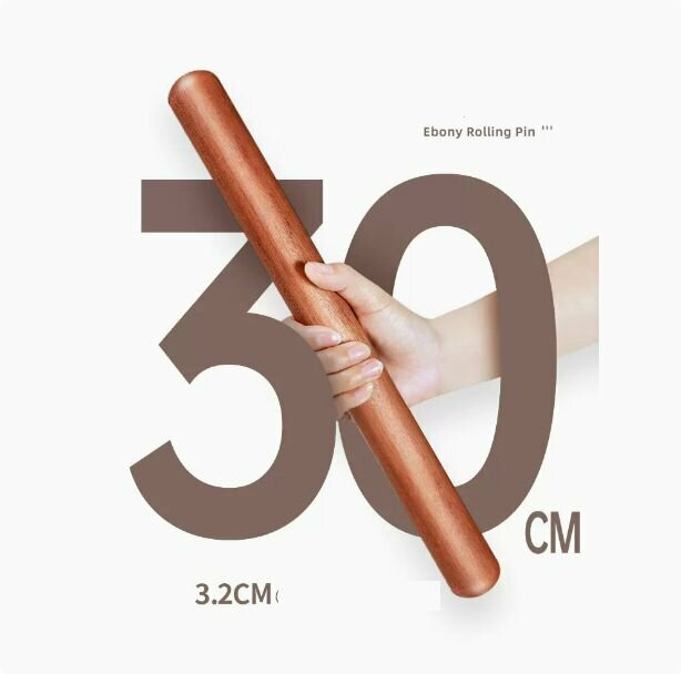 Hot ebony solid wood dumpling wrapper rolling pin (round head 30cm)