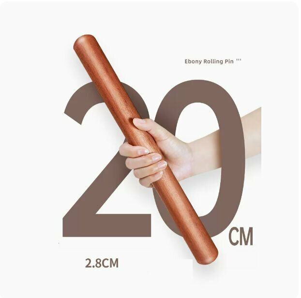 Hot ebony solid wood dumpling wrapper rolling pin (round head 20cm)