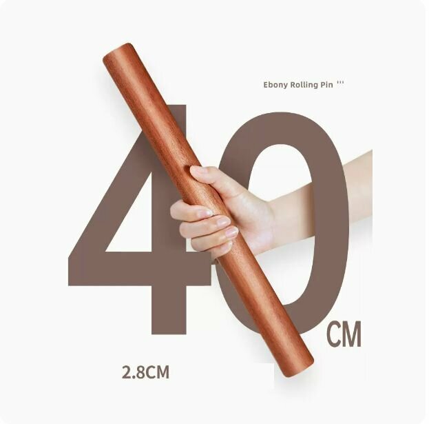 Hotly recommended ebony solid wood dumpling wrapper rolling pin (flat head 40cm)