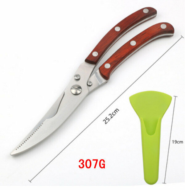 Hotly recommended all-steel C3 color wooden handle chicken bone scissors
