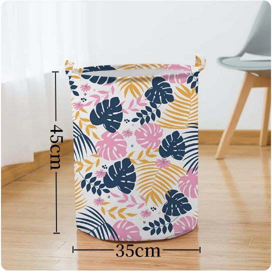 Hot recommended household clothes storage basket, shelf, storage rack (medium round pink plantain)