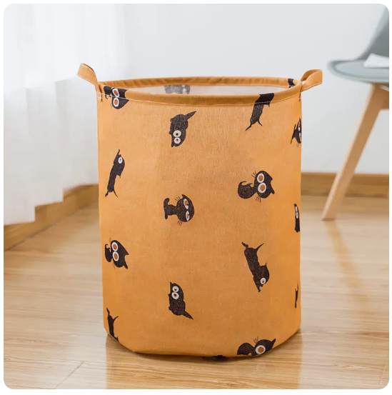 Hot recommended household clothes storage basket, shelf, storage rack (medium round orange cat)