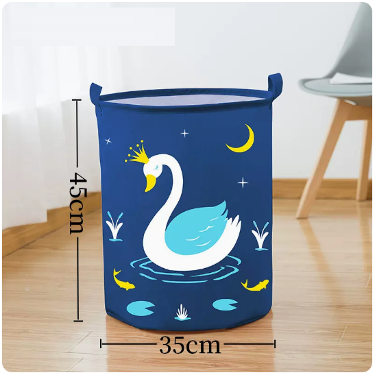 Hot recommended household clothes storage basket, shelf, storage rack (medium round white swan)