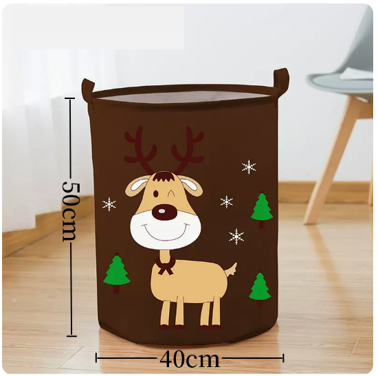 Hot recommended household clothes storage basket, shelf, storage rack (large round Christmas deer)