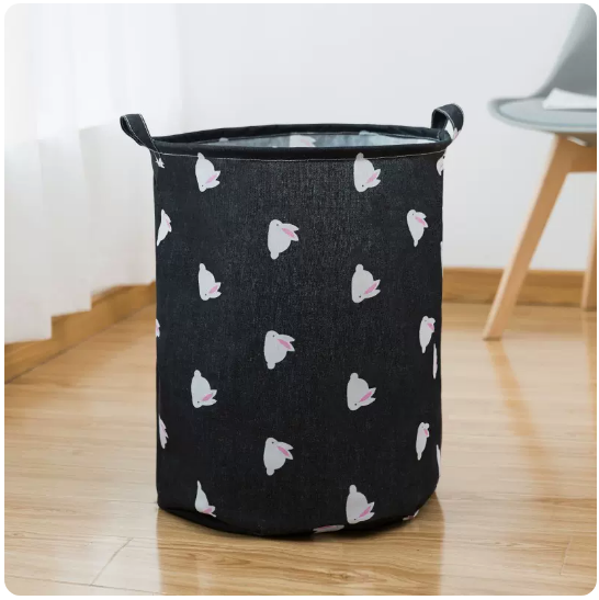 Hot recommended household clothes storage basket, shelf, storage rack (large round black and white rabbit)