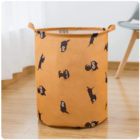 Hot recommended household clothes storage basket, shelf, storage rack (large round orange cat)