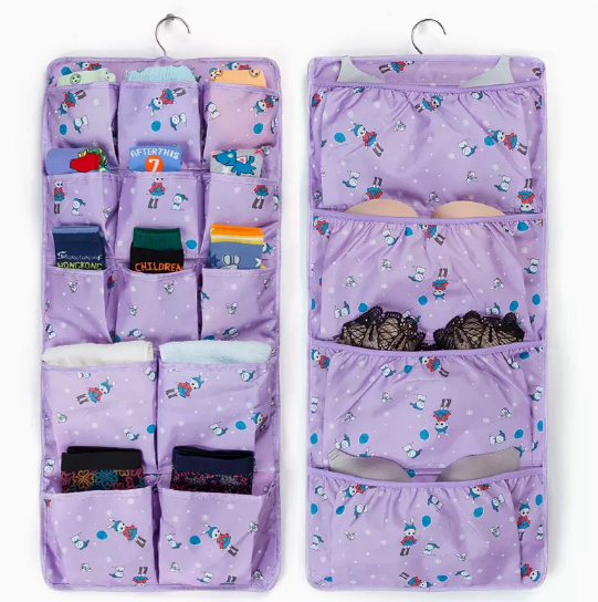 Popular hanging storage bag behind the door, socks underwear rack, panty rack, sundry bag (Purple Girl [4 layers + 13 grids]) (size: 36*78cm)