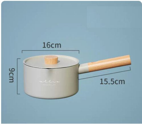 熱推小奶鍋不粘輔食鍋燃氣電磁爐家用(開米士銀）16CM容量1.76L