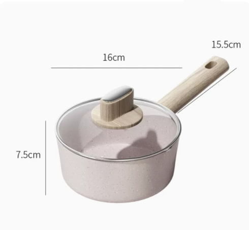 熱推麥飯石小奶鍋燃氣電磁爐家用(斐鑽藍）16CM容量1.76L