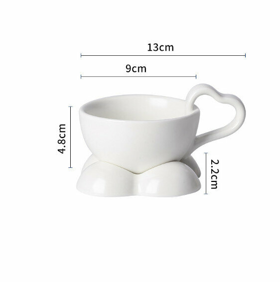 熱推陶瓷咖啡杯碟套裝（純白愛心杯碟）