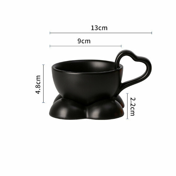 熱推陶瓷咖啡杯碟套裝（純黑愛心杯碟）