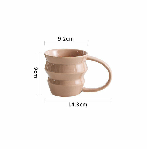 熱推家用純色簡約咖啡杯（藕粉色）