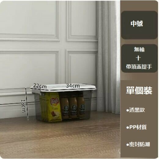 Hot recommended transparent household storage box (25# transparent black medium size [34*22*18])