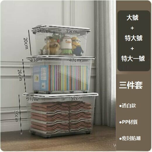 Hot recommended transparent household storage box (transparent white [large, extra large, extra large size 1] three packs)