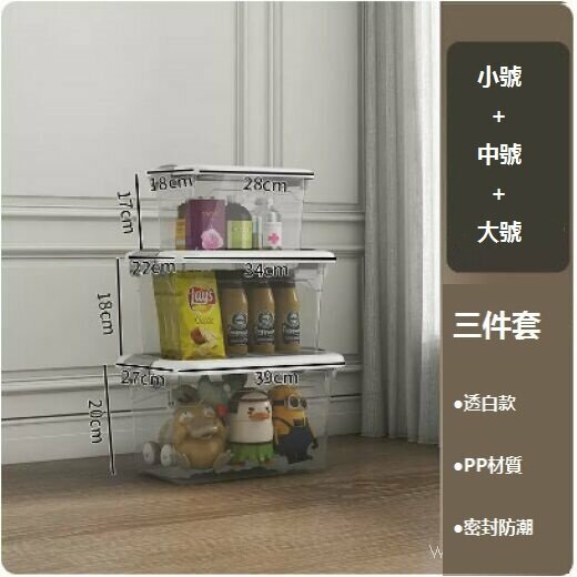 Hot recommended transparent household storage box (transparent white [small, medium, large] three packs)