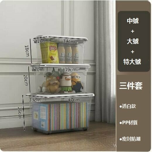 Hot recommended transparent household storage box (transparent white [medium, large, extra large] three packs)