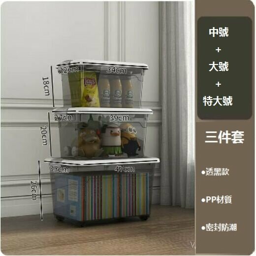 Hot recommended transparent household storage box (transparent black [medium, large, extra large] three packs)