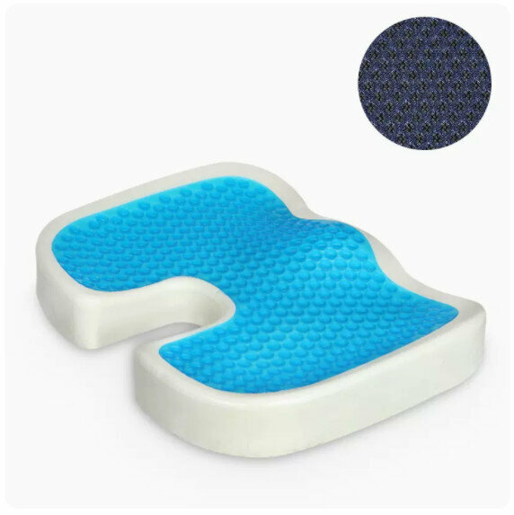Hot-recommended memory foam seat cushion [gel style mesh navy]