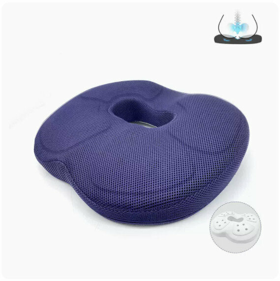 Hot recommended memory foam seat cushion [3D mesh navy blue (round hole)]