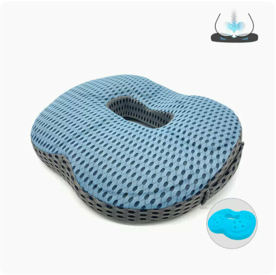 Hot-recommended memory foam seat cushion [4D mesh blue (round hole)]