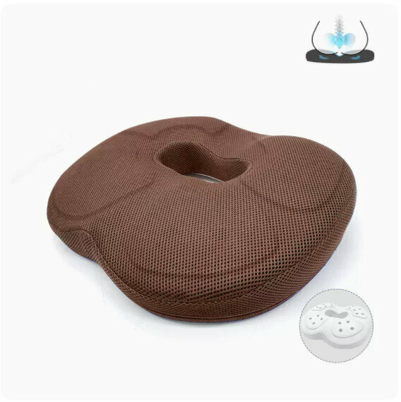 Hot-recommended memory foam seat cushion [3D mesh mocha (round hole)]