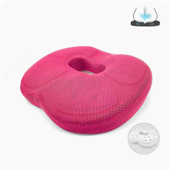 Hot-recommended memory foam seat cushion [3D mesh rose red (round hole)]