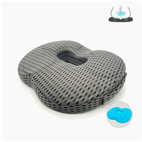 Hot-recommended memory foam seat cushion [4D mesh gray (round hole)]