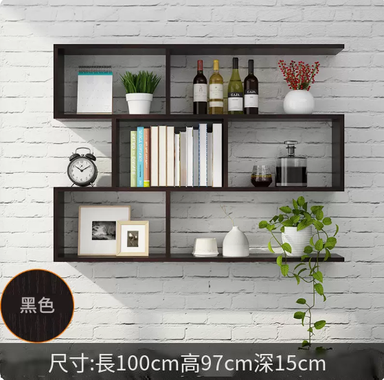 Hot recommended creative wall storage rack (black 100*15*97cm)