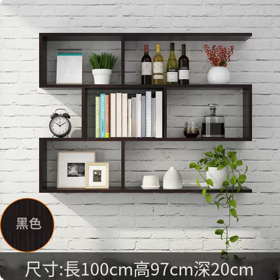 Hot recommended creative wall storage rack (black 100*20*97cm)