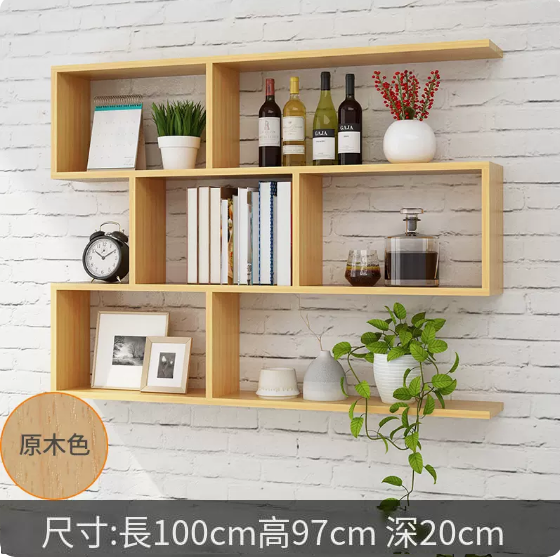 Popular creative wall shelf (raw wood color 100*20*97cm)