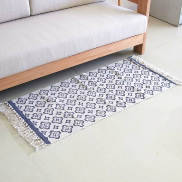 Popular simple cotton woven floor mat [lilac dark blue] [specification: 600*1300mm]