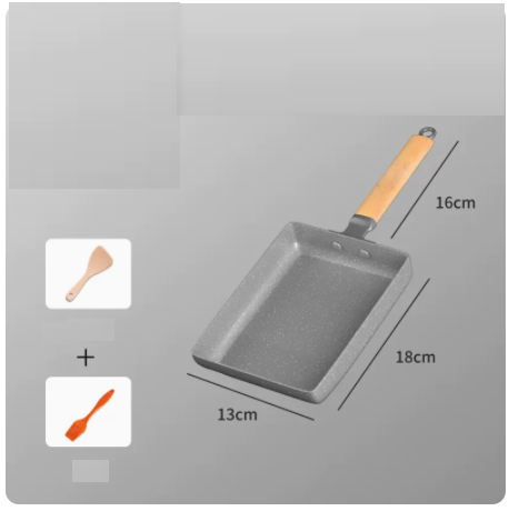 Popular non-stick medical stone pan square small frying pan with wooden spatula oil brush open flame model (starry sky gray)