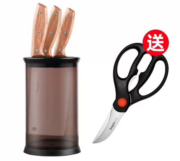 爆款廚房刀具4件套裝（不銹鋼切菜刀+斬骨刀+廚師刀+刀座）