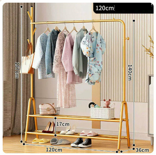New clothes drying rack [120cm tree branch-matte black-double layer storage net]