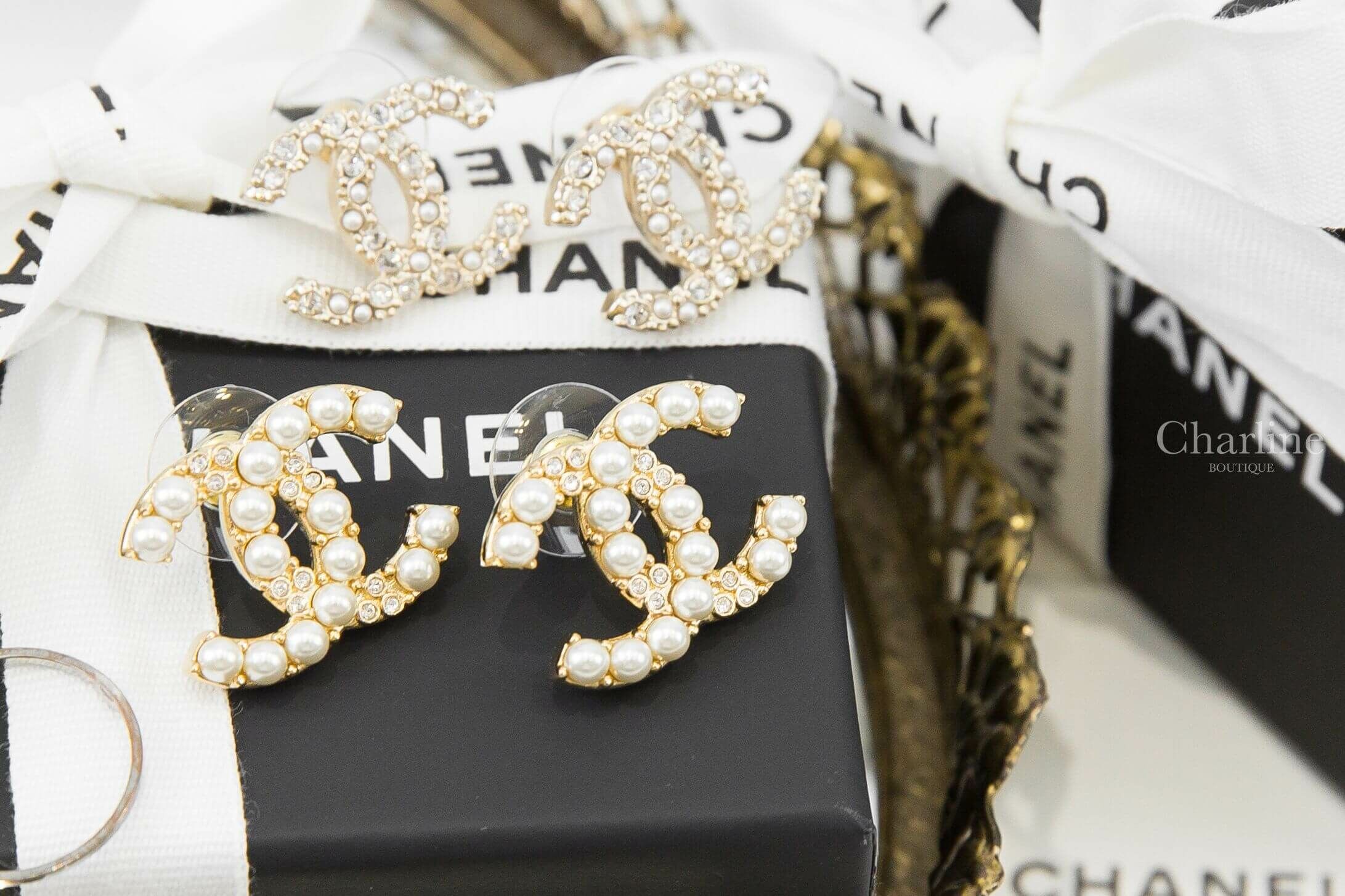 Chanel Earrings 金色珍珠水鑽CC耳環-Charline Boutique 精品代購