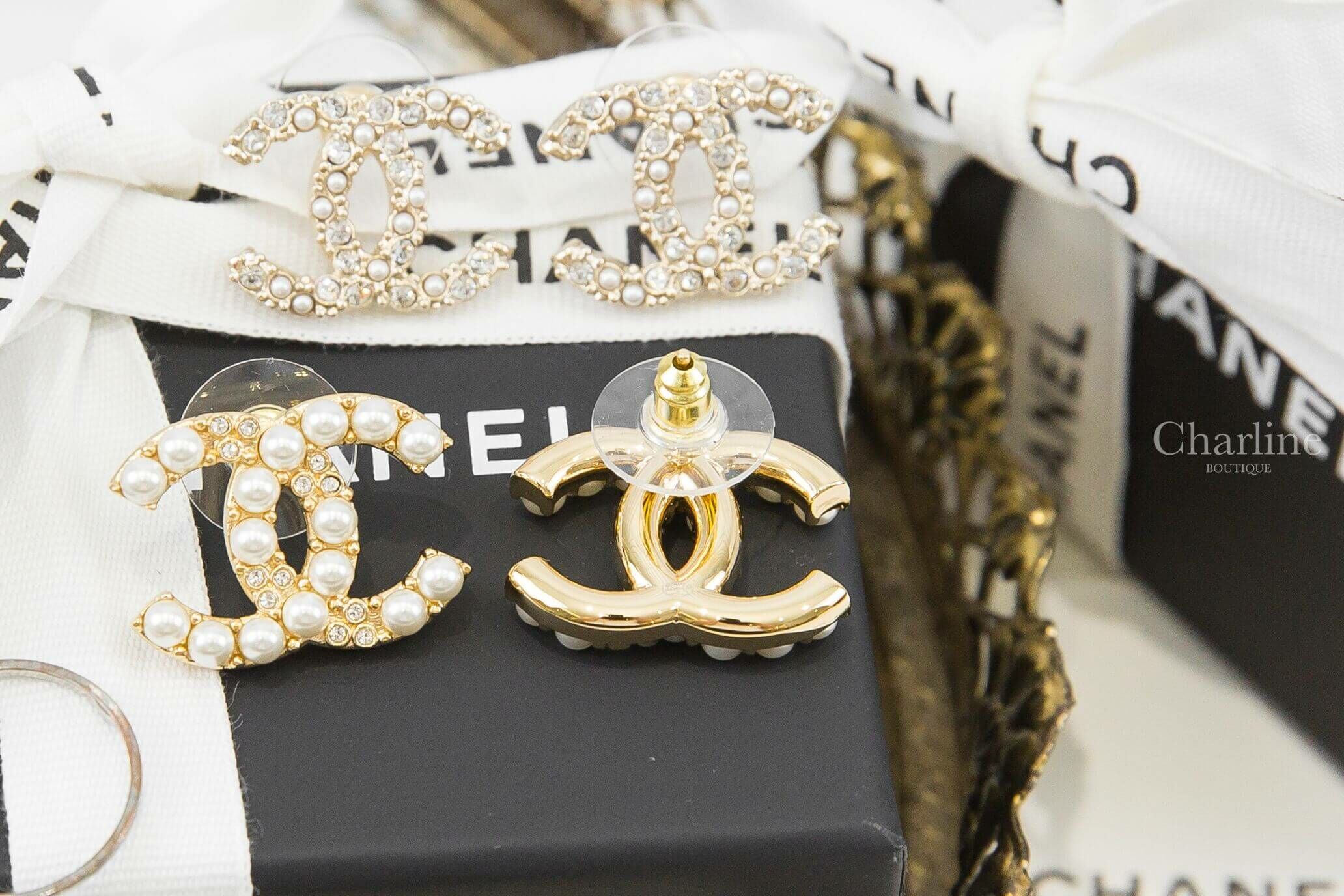 Chanel Earrings 金色珍珠水鑽CC耳環-Charline Boutique 精品代購