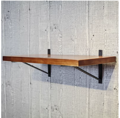 New solid wood one-word wall shelf (single board length 100cm wide 30cm thick 3CM, equipped with 2 tripods)