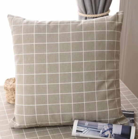 New simple sofa pillow [gray plaid (pillowcase + pillow core)] [specification: 45*45cm]